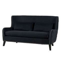Margonia Two Seat Velvet Sofa - Black