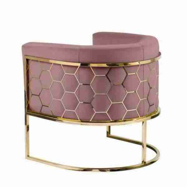 Alveare Tub Chair Brass & Blush Pink