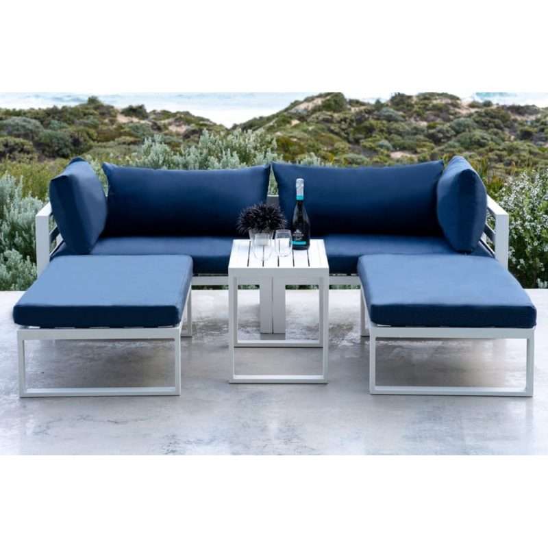 Santorini Blue Lounge Set with Side Cushions