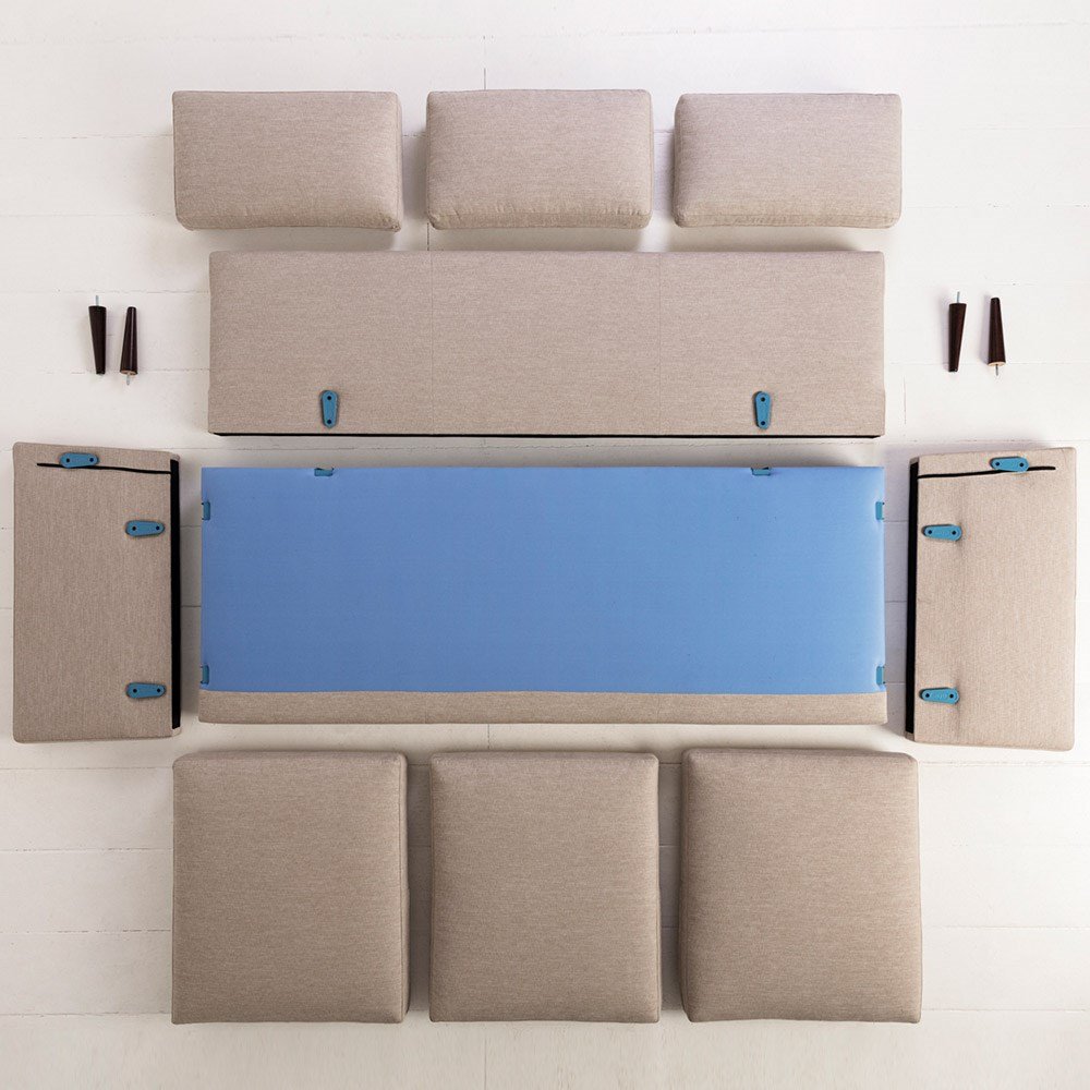 Swyft 3 Seater Sofa In A Box, Linen, Seaglass Absolute Home