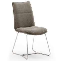 1 x Ciko Fabric & Brushed Steel Dining Chairs, Cappuccino