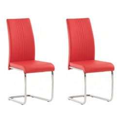 Monaco PU Leather Dining Chairs, Pillar Red