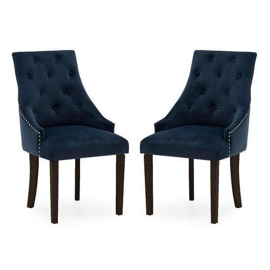 Pair of Vanille Velvet Dining Chairs, Blue