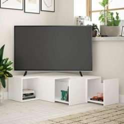 Hector Corner TV Unit With Drawers - White