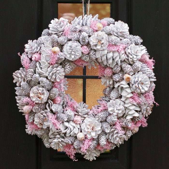 Winter Sparkle Pink Christmas Wreath - 39cm