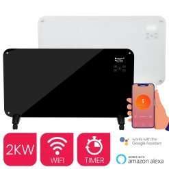 Smart WiFi Electric Glass Panel Heater 2000W - Black
