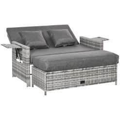 Outsunny Rattan Garden Day Bed and Lounger Set