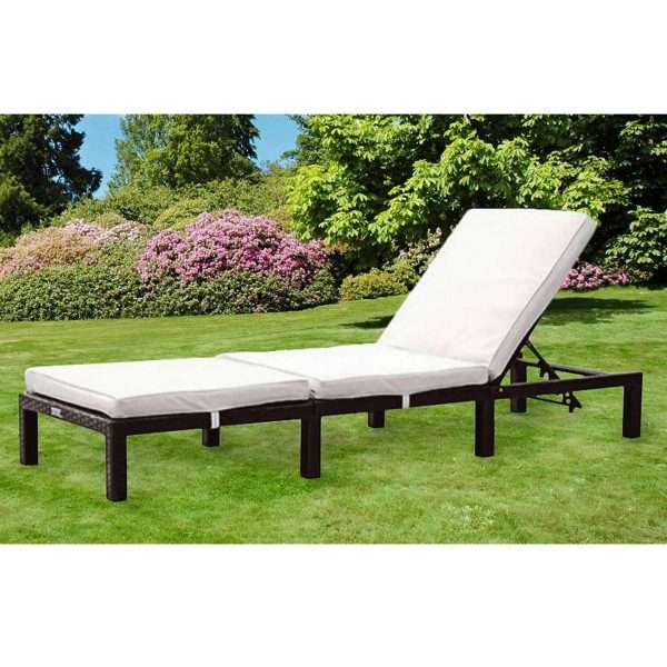 Janelle Reclining Sun Lounger with Cushion, Black