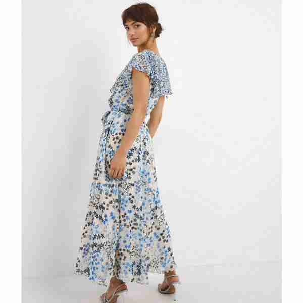 Joanna Hope Frill Wrap Dress, Blue Floral Print