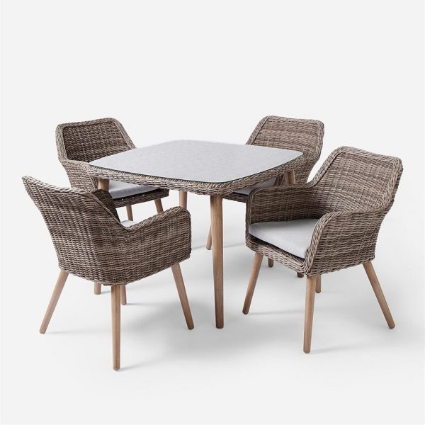 Maldives 4 Seat Rattan Dining Table & Chairs