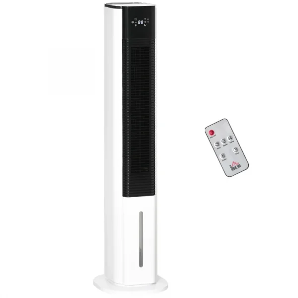 HOMCOM 42" Ice Cool Tower Fan, 3 Speed, 3 Wind, Remote - White