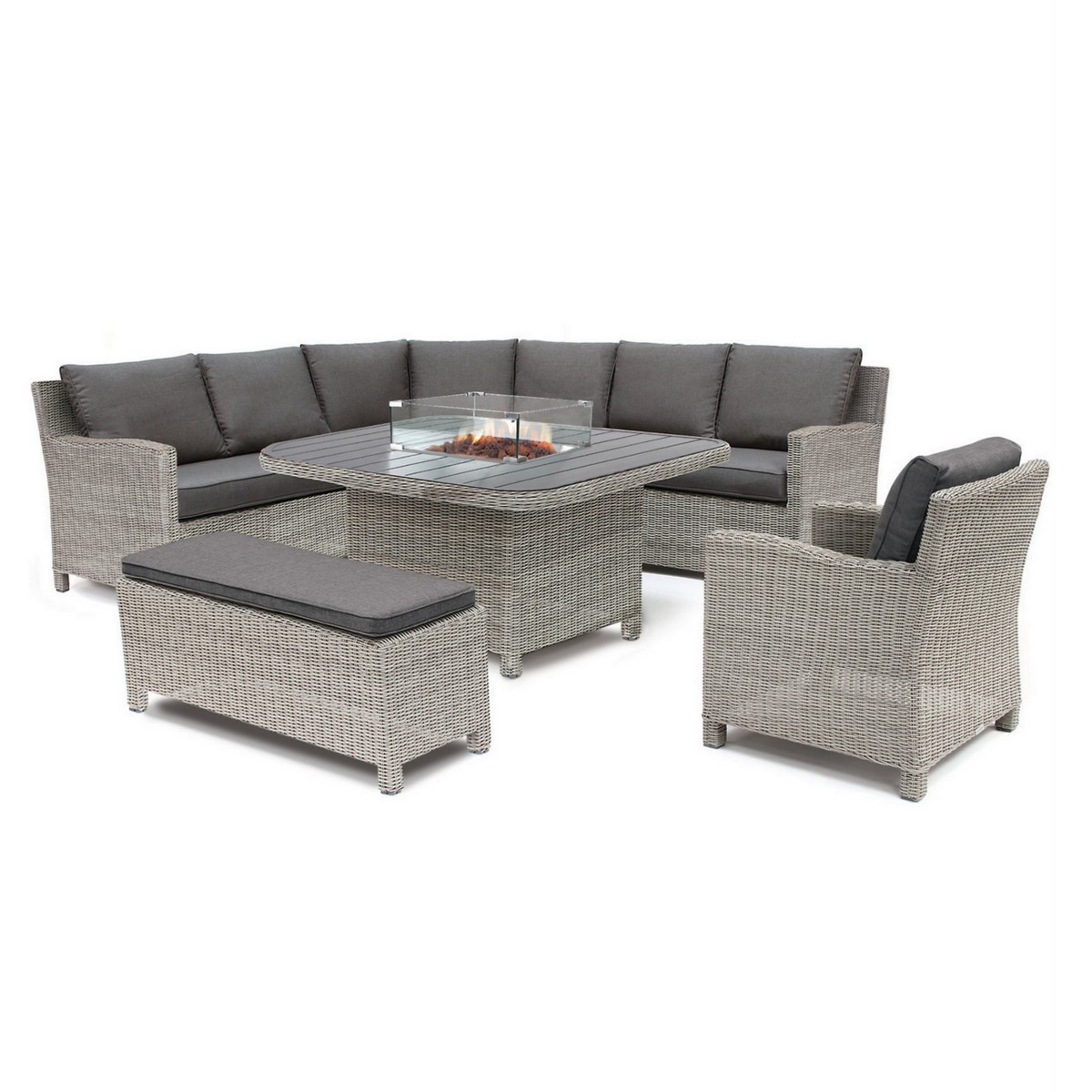 Palma 8 Seater Corner Sofa Set with Firepit Table | Absolute Home