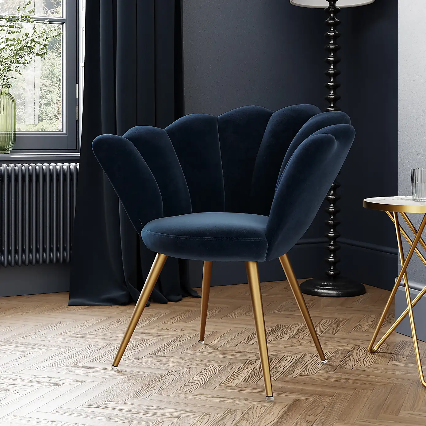 Ink blue best sale velvet chair