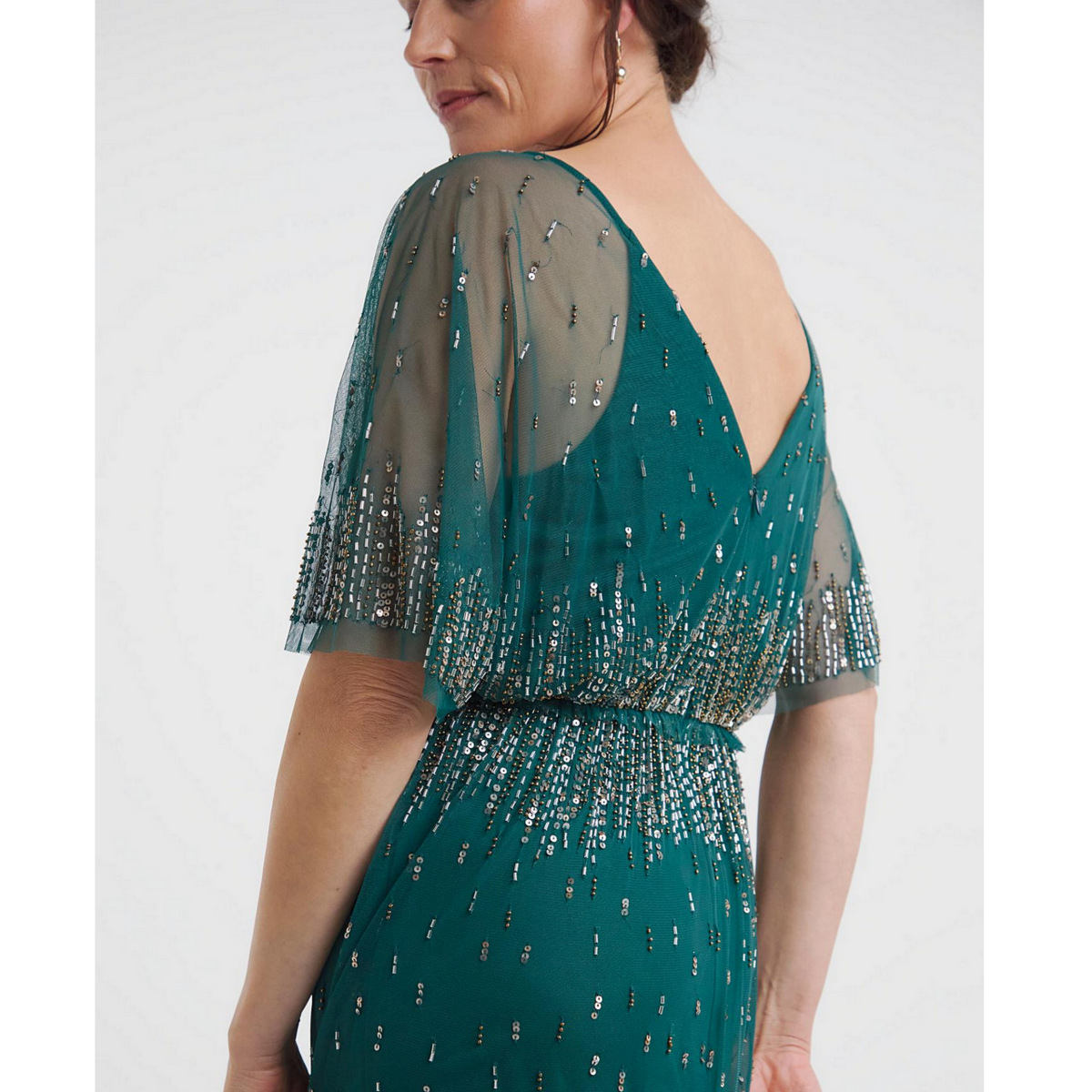 Joanna Hope Green Linear Beaded Maxi Dress Absolute Home